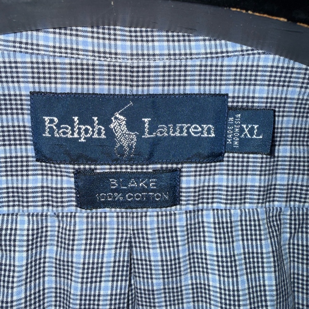 ⭐️3/$20 Ralph Lauren Mens Plaid Short Sleeve Button Down Shirt Blue White XL - Picture 3 of 3
